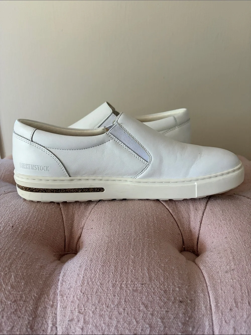 Birkenstock NWOB White Slip-On Leather Casual Sneakers -Sz 41